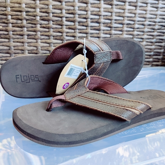 Flojos 151 Ryder Men's Brown Slip On Thongs Flip Flop Leather Sandals, S… - Picture 1 of 12